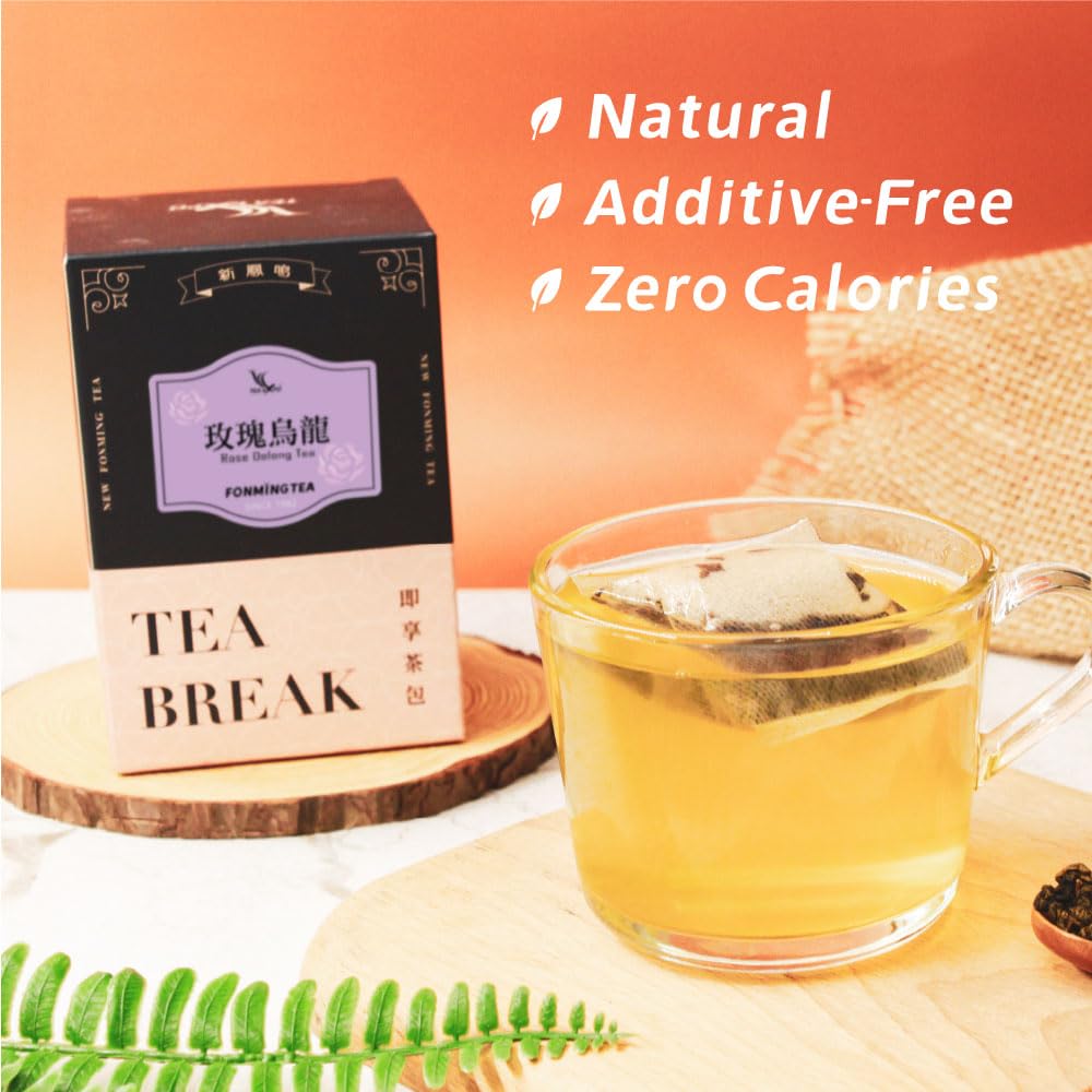 Fonming Tea- Rose Oolong Tea Bags – Individually Wrapped – Unsweetened, Light Floral Flavor – Hot or Cold Brew – Slimming & Refreshing Wellness Tea