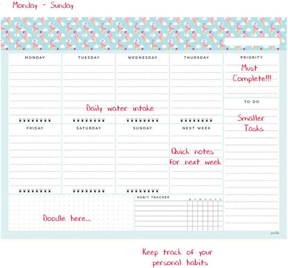 Peachly Desktop Weekly Planner Notepad | 60 Undated Tear-Off Pages | Schedule Daily To-Do Lists | Increase Your Productivity In Less Than 5 Minutes A Week | Achieve Your Goals | Peach and Mint Fern