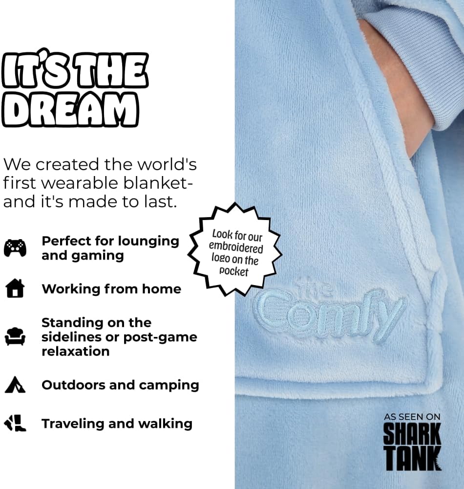 THE COMFY Dream | From Shark Tank | Patented | No Sherpa | Light Wearable Blanket Hoodie | Gift for Women & Men | One Size