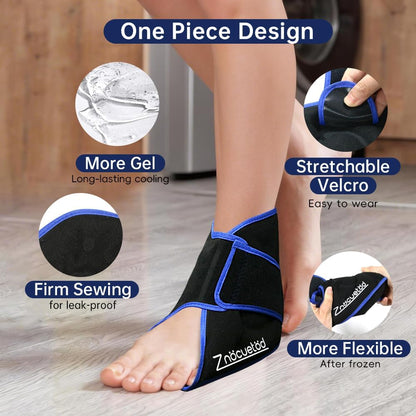 Ankle Ice Pack Wrap for Foot Heel Pain Relief Swelling Reusable Gel Ice Cold Packs Compression for Achilles Tendonitis Plantar Fasciitis Sprained Ankles Swollen Feet Surgery Recovery Heel Spur
