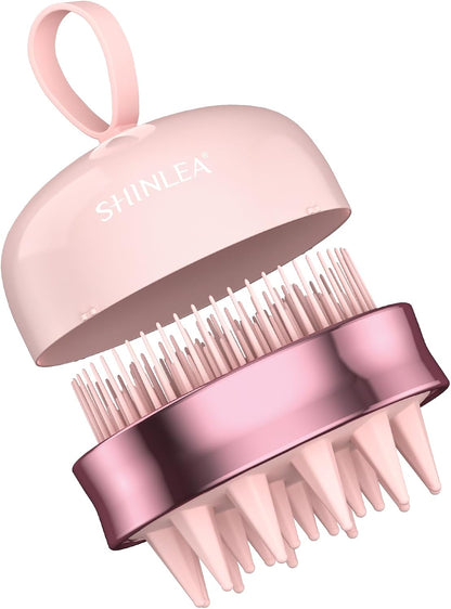 SHINLEA 2 in 1 Scalp Massager Hair Growth,Scalp Scrubber with Soft Silicone Bristles for Dandruff Removal,Shampoo Brush for Exfoliation,Head Massager for Both Wet and Dry Use (Black)