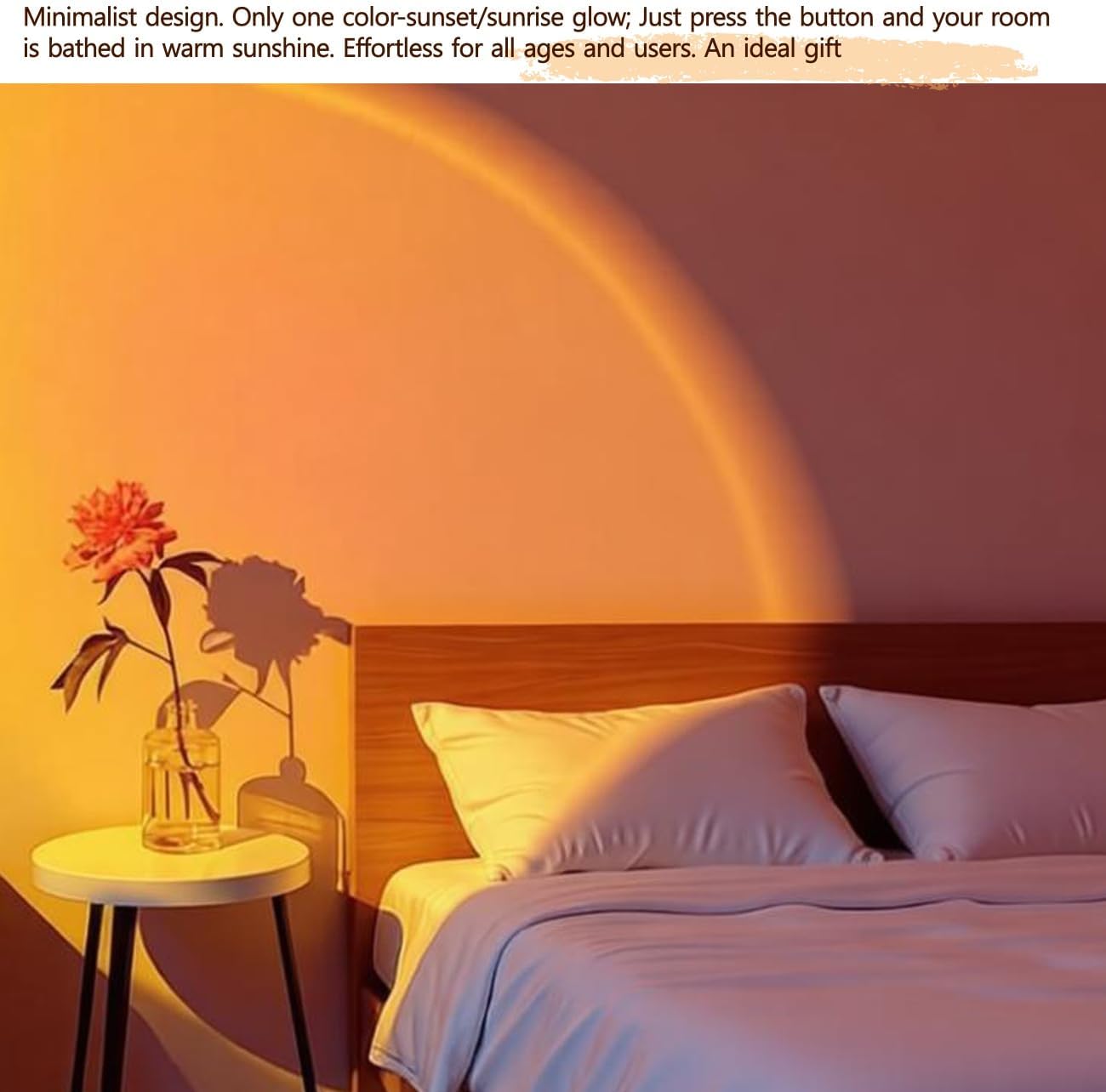 Jensense Sunset Lamp Golden Glow Closely Sunset Sunrise Feel Night Light Simple Mood Light Decor Bedroom Photography Live Streaming Background, NO APP, NO Color Changing