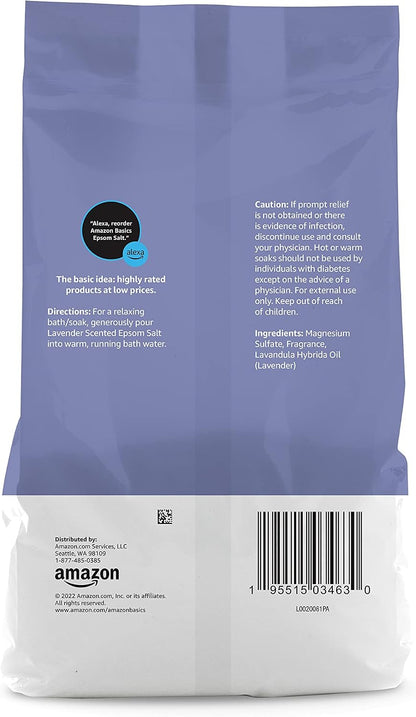 Amazon Basics Epsom Salt Soaking Aid, Lavender Scented, Relax & Relief, Resealable, 3 Pound, 1-Pack (Previously Solimo)