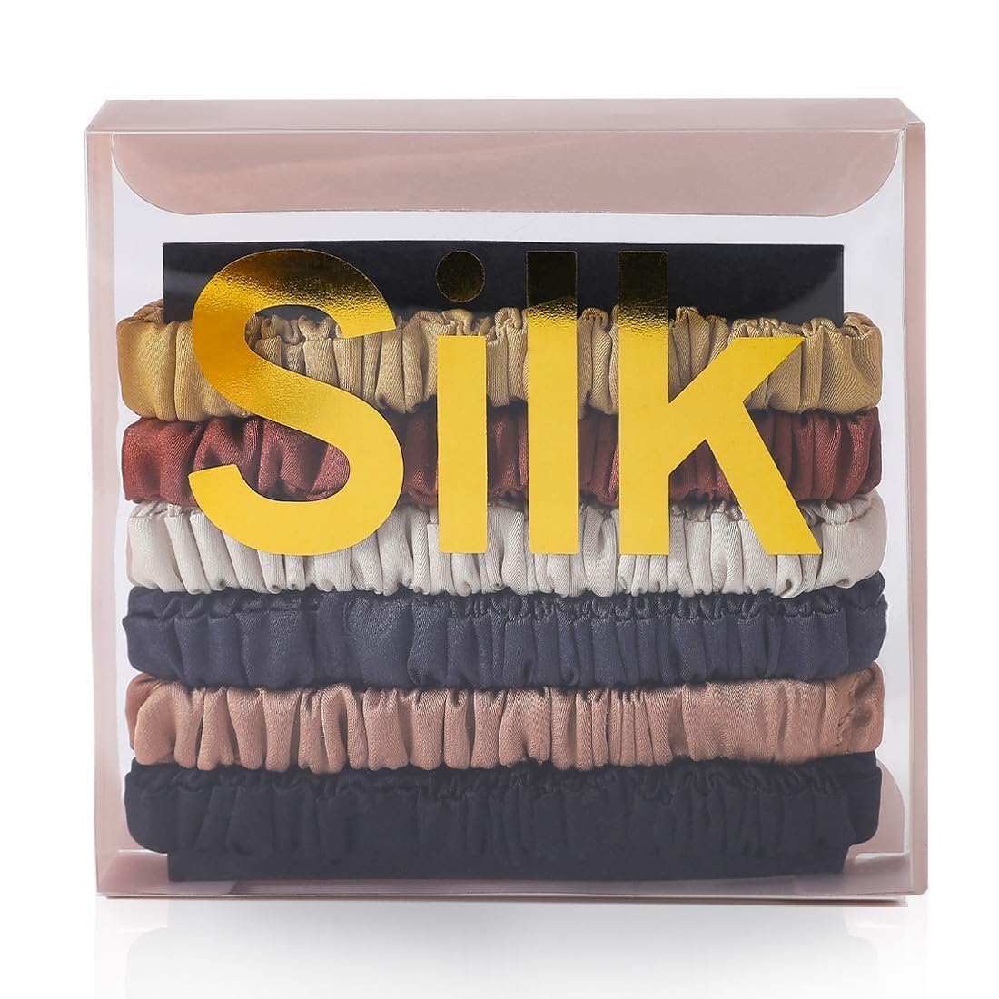 6PCS Silk Scrunchies for Hair, 100% Mulberry Silk Hair Ties, Scrunchies for Women Girls, Elastic Ponytail Holders No Damage