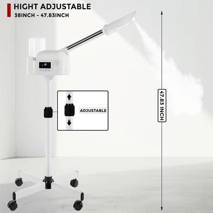 Professional Facial Steamer On Wheels for Esthetician, Touch Screen Vaporizador Facial Steamer with Hot Mist&Timer Function, Spa and Home Use