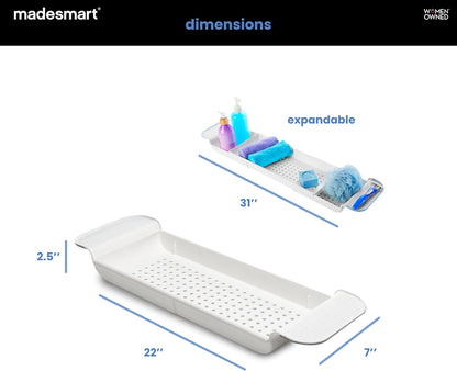 madesmart Expandable Bath Tray, White