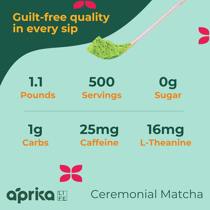 AprikaLife Matcha Latte Powder, Premium Barista Crafted Mix with Natural Vanilla Flavor - Authentically Japanese - 1st Harvest Ceremonial Grade, Sweet Matcha Powder Used by Coffee Shops 6.8 oz / 180g