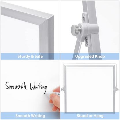 ARCOBIS Dry Erase White Board with Stand, 12" x 16" Weekly Double-Sided Desktop Whiteboard 10 Markers, 4 Magnets, 1 Eraser, Portable Magnetic Dry Erase Calendar for Planning, to Do List, Memo, School
