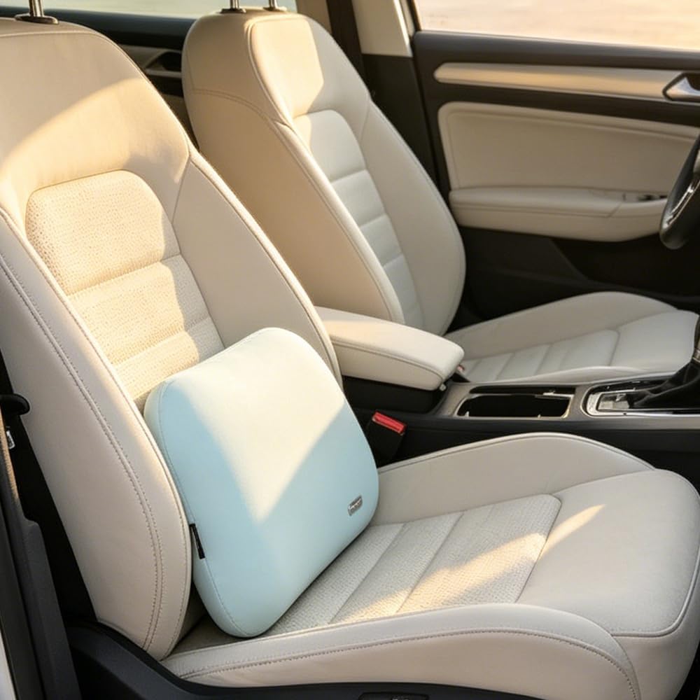 Carwales Emulsion Lumbar Support Pillow for Car Driving Seat Relax Soft Lower Back Support Home Office Chair Cushion Desk Accessories Waist Pain Relief Black
