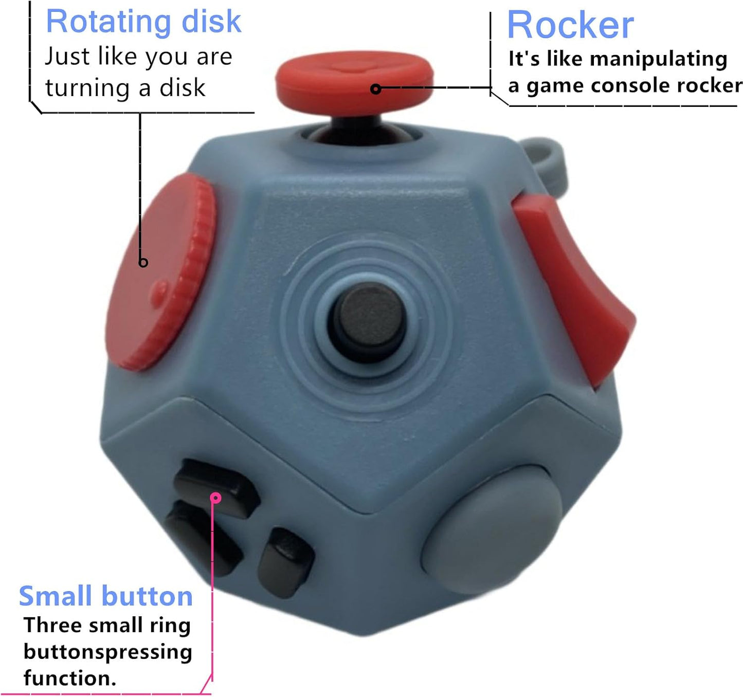 Small Fidget Toys Cube, Small Fidget Toy - 12 Sides Decompression Cube Anti Anxiety and Relief Stress Improve Focus Creative Unique Fidget Toy for Kids and Adults, with Carry Case(Black E1)