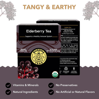 Buddha Teas Organic Elderberry Tea - Herbal Tea, Caffeine Free