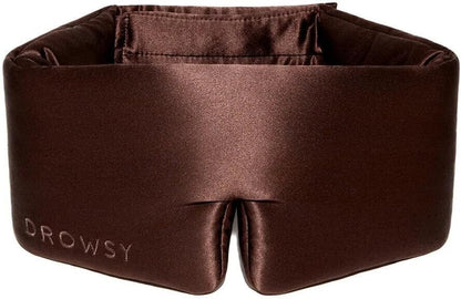 DROWSY Silk Sleep Mask - Face-Hugging, Padded Cocoon for Luxury Sleep in Total Darkness - 100% Pure Mulberry Silk (Black Jade)