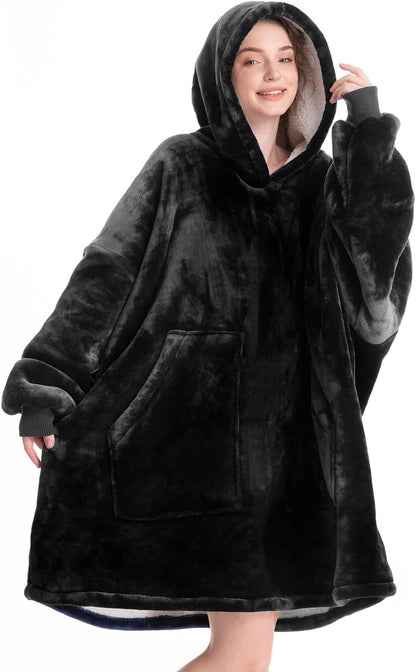 Aemicion Strawberry Blanket Hoodie,Oversized Sherpa Wearable Hooded Blanket,Warm Cozy Sweatshirt Gifts for Women Girls Adult