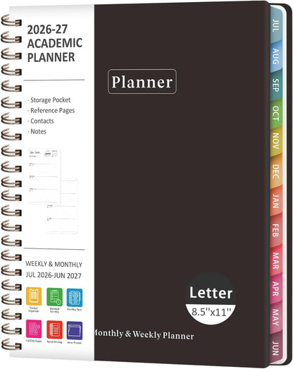 Planner 2026-2027, Weekly and Monthly Calendar Planner, JUL 2026 - JUN 2027 | Academic Year, Daily Agenda Book, A5(6.3'' x 8.5''), Sprial Bound, Inner Pocket, Office School Use