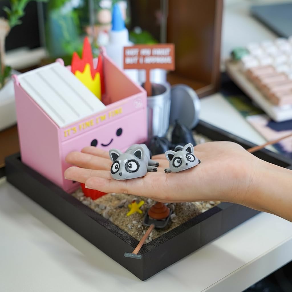 Tian Zhun Dumpster Fire Zen Garden for Desk Mini Zen Garden Gag Gifts Funny Sand Tray Therapy Kit White Elephant Gifts Sand Included