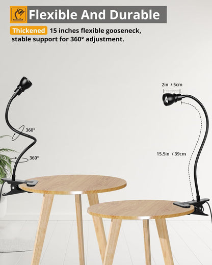 Amber Eye-Caring Book Light for Bed – Adjustable Clip Lamp with Zoomable Lens, Strong Clamp, and Flexible Neck, Ideal for Reading, Studying, and Knitting