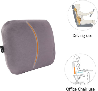 Carwales Emulsion Lumbar Support Pillow for Car Driving Seat Relax Soft Lower Back Support Home Office Chair Cushion Desk Accessories Waist Pain Relief Black