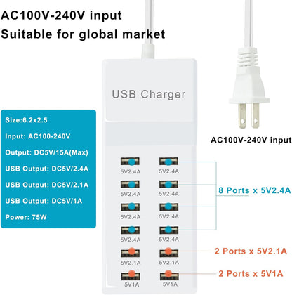 USB C Multiport Power Strip USB Desktop Fast Charging Station