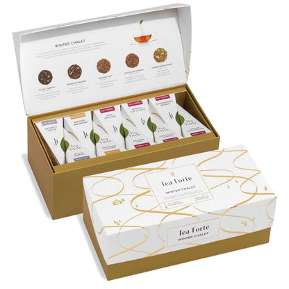 Tea Forte Premium Presentation Box Gift Set Sampler, 20 Count, Assorted Blends Individually Wrapped Handcrafted Pyramid Infuser Bags, Frank Lloyd Wright