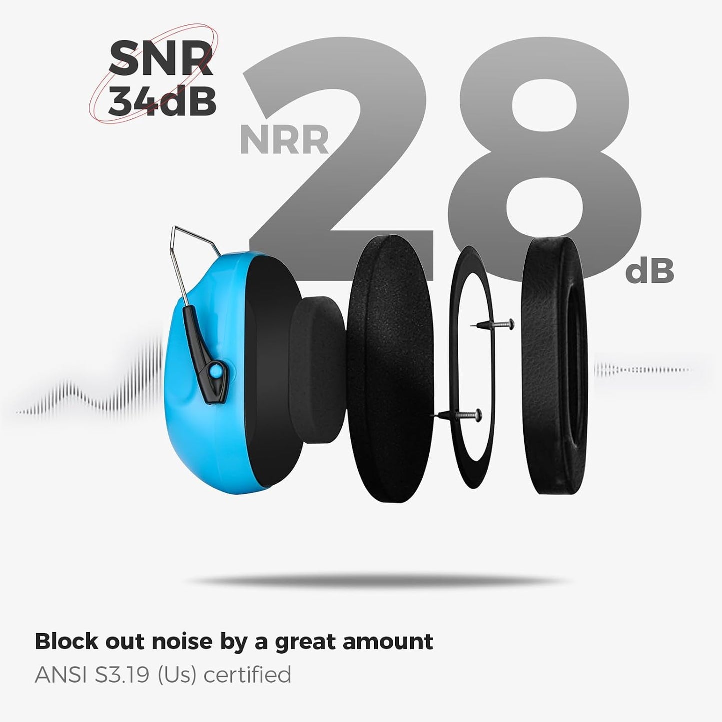 ProCase NRR 28dB Noise Reduction Ear Muffs, Foldable Adjustable Passive Noise Cancelling Headphones for Adults Kids Autism, Hearing Protection for Shooting, Construction, Mowing, Studying -Black - Colors A