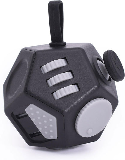 UOOEFUN Small Fidget Toys,12 Sided Fidget Toys,Mini Cube Toys Relief Stress,Autism and Anxiety Depression Anti for Kids Adults Improve Focus (Grey)