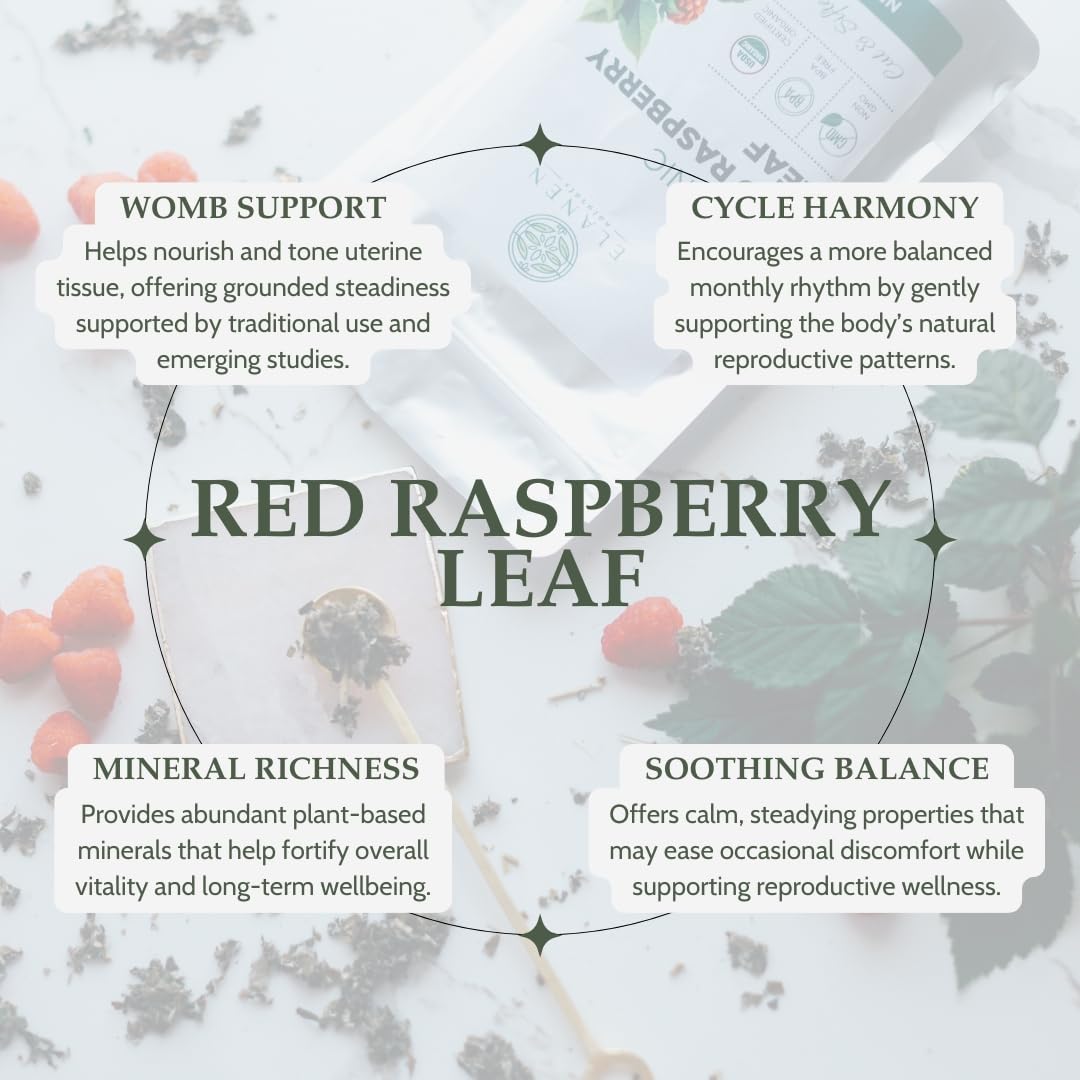Organic Red Raspberry Leaf 4 oz. (113g), USDA Certified Organic Red Raspberry Leaf Tea Pregnancy, Loose Rasberry, Cut & Sifted
