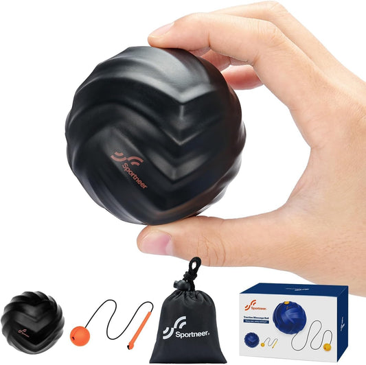 Sportneer Massage Balls for Trigger Point Therapy, Lacrosse Ball with String, Muscle Myofascial Massage Balls for Deep Tissue Release Foot Plantar Fasciitis,Hard Ball for Back Shoulder Relax- Blue