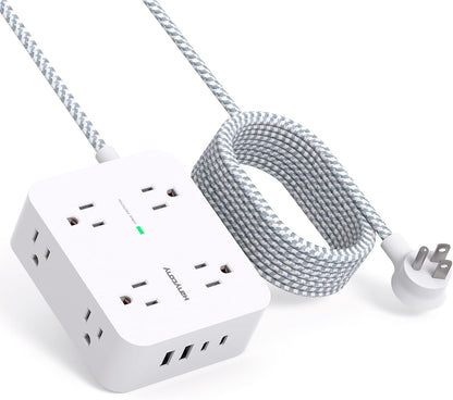 HANYCONY Surge Protector Power Strip, 1080J, 5 Ft Braided Extension Cord