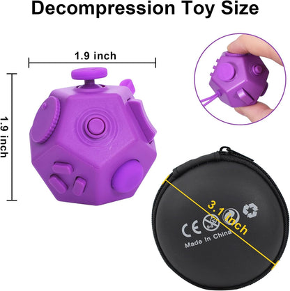UOOEFUN Small Fidget Toys,12 Sided Fidget Toys,Mini Cube Toys Relief Stress,Autism and Anxiety Depression Anti for Kids Adults Improve Focus (Grey)