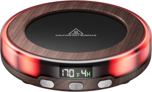 Gaiatop Coffee Mug Warmer for Desk, Beverage Heating Plate -Wood