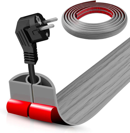 Floor Cord Cover Self Adhesive Cord Hider,10FT Cable Management, Extension Strip Protector for Wires, Prevent Cable Trips for Offices, Gyms, Exhibitions Cavity 0.39"(W) x 0.27"(H) BrownWood