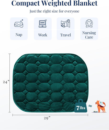 Kivik Weighted Lap Blanket, 7 lbs Weighted Lap Pad for Adults, Small Travel Weighted Blanket for Relaxation, Portable & Breathable, Grey, 24"x29"