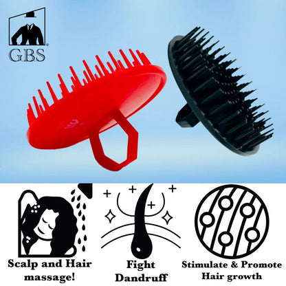 G.B.S Gents Dandruff Cleaning Scalp Brush 2 Pack – Silicone Shampoo Scrubber for Hair & Scalp Massage, Exfoliating Wet Dry Hair Care, Red