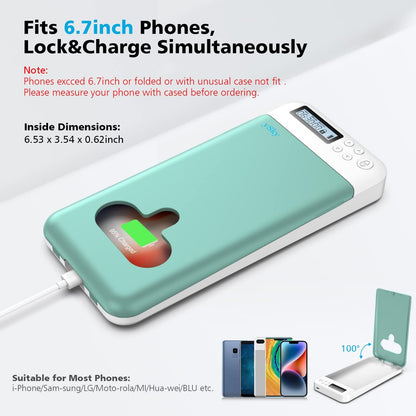 ySky Timed Lock Box, Portable Phone Locker with Self-Control Timer for iPhone, Android, Helping Kids, Students, Adults Focus Back, Mobile Phone Addiction Control (Green)