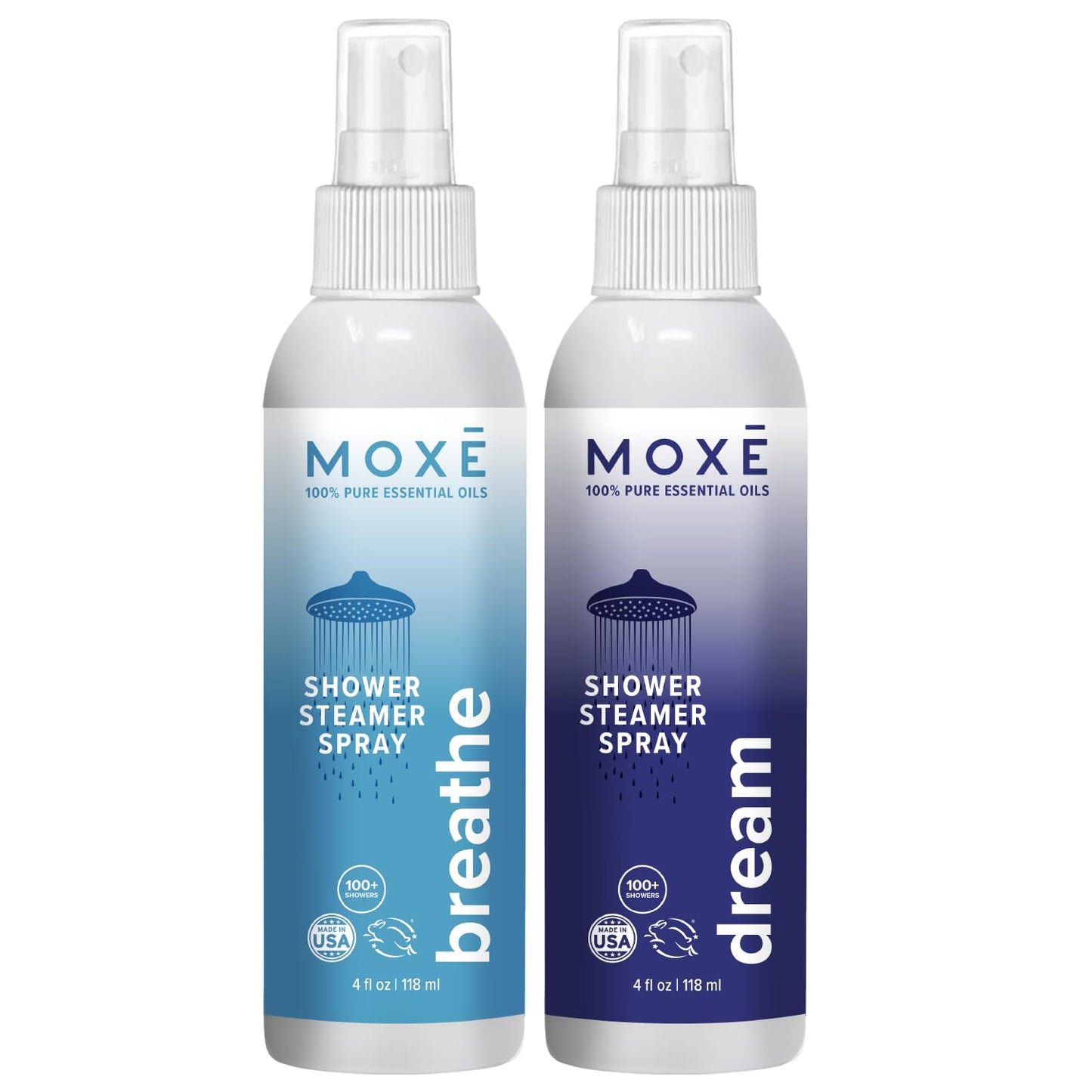 MOXĒ Eucalyptus Oil Shower Mist, Spa Steam Spray, Certified Natural 100% Essential Oils, Made in USA, Aromatherapy, Sinus Congestion Relief, Tension Relief, 4 Ounces