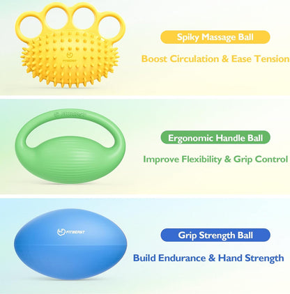 FitBeast Hand Exercise Ball Set–3 Pack Hand Squeeze Balls for Hand Therapy, Grip Strength, Finger & Wrist Training, Stress Balls for Adults, Ideal for Rehab, Arthritis, Carpal Tunnel