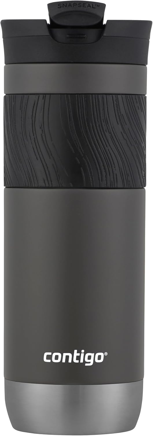 Contigo SNAPSEAL Insulated Stainless Steel Travel Mug with Grip 20oz. Blue Corn Transparent Satin & Midnight Berry