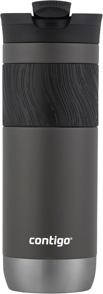 Contigo SNAPSEAL Insulated Stainless Steel Travel Mug with Grip 20oz. Blue Corn Transparent Satin & Midnight Berry