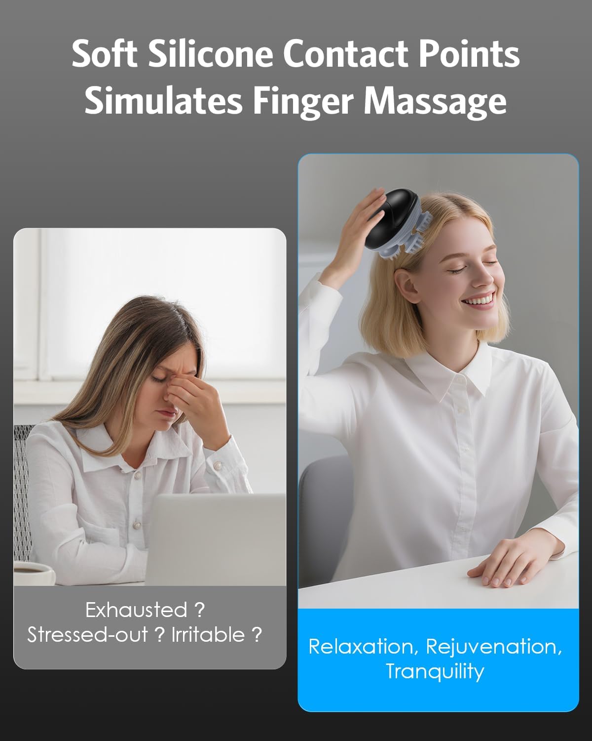 AMIR Upgraded Electric Scalp Massager, Portable Head Massager with Kneading 96 Massage Nodes, Handheld Head Scratcher Massager for Stress Relax and Pain Relief, Ideal Valentine‘s Day Gift for Her/Him