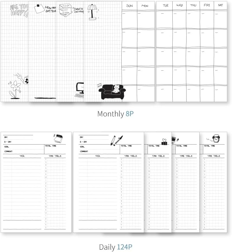 Monolike Basic B5 Monthly + Weekly Planner pad, A SET - Academic Planner, Weekly & Monthly Planner, To-do list, Note pad, Scheduler