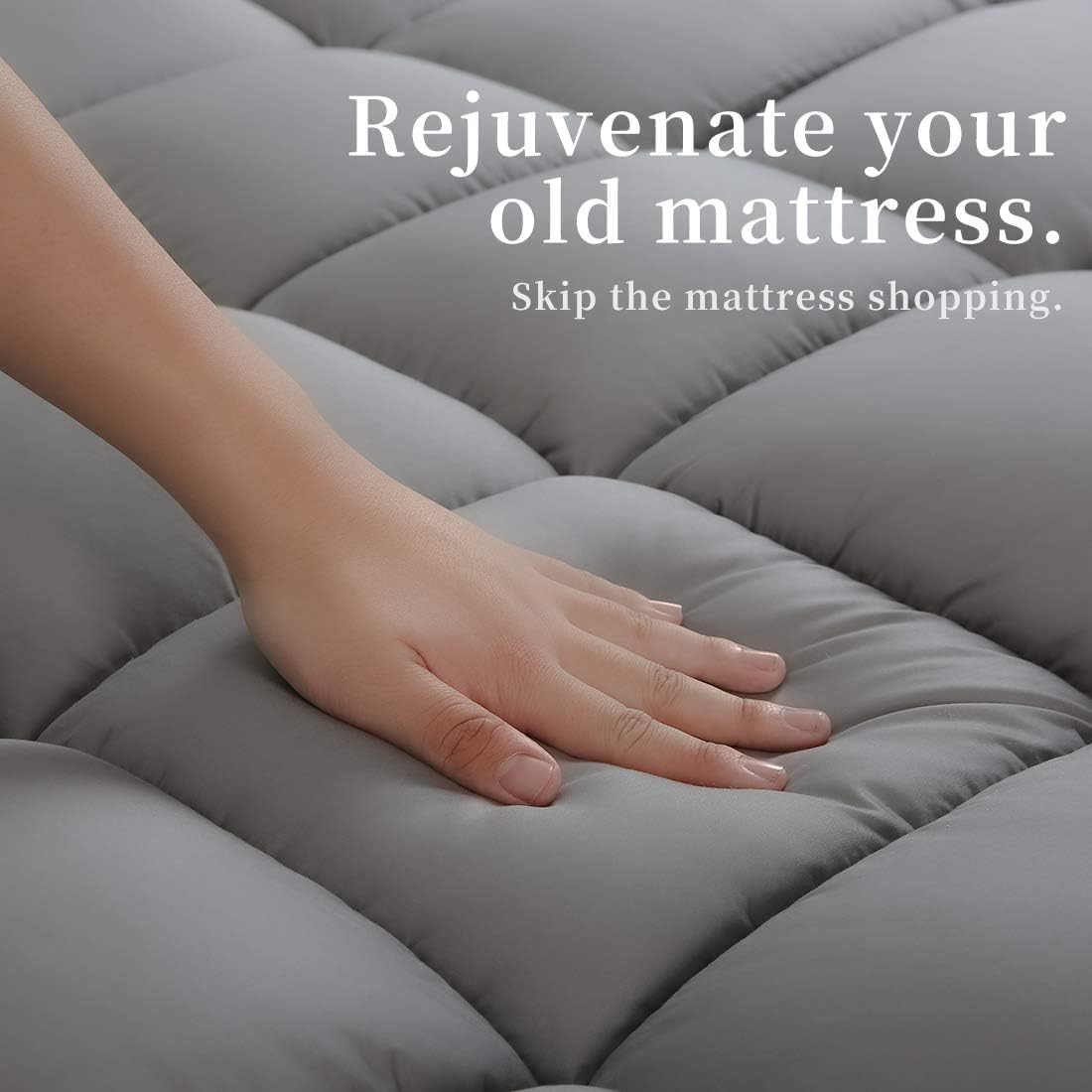 COONP Queen Mattress Topper, Extra Thick Pillowtop, Cooling and Plush Mattress Pad Cover Cotton Top Bed Topper Protector with 8-21 Inch Deep Pocket