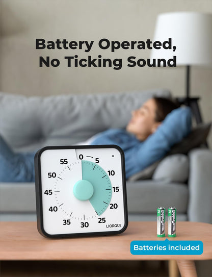 LIORQUE 7.5-Inch Large Visual Timer, 60-Minute Classroom Timer Magnetic