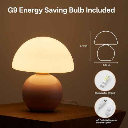 Dawnwake Mushroom Lamp Table Lamp for Bedroom,Desk Bedside Small Lamps for Living Room Night Stands,Mushroom Decor Cute Mini Modern Mid Century Lamps,Unique Aesthetic Home Living Room Decor(White)
