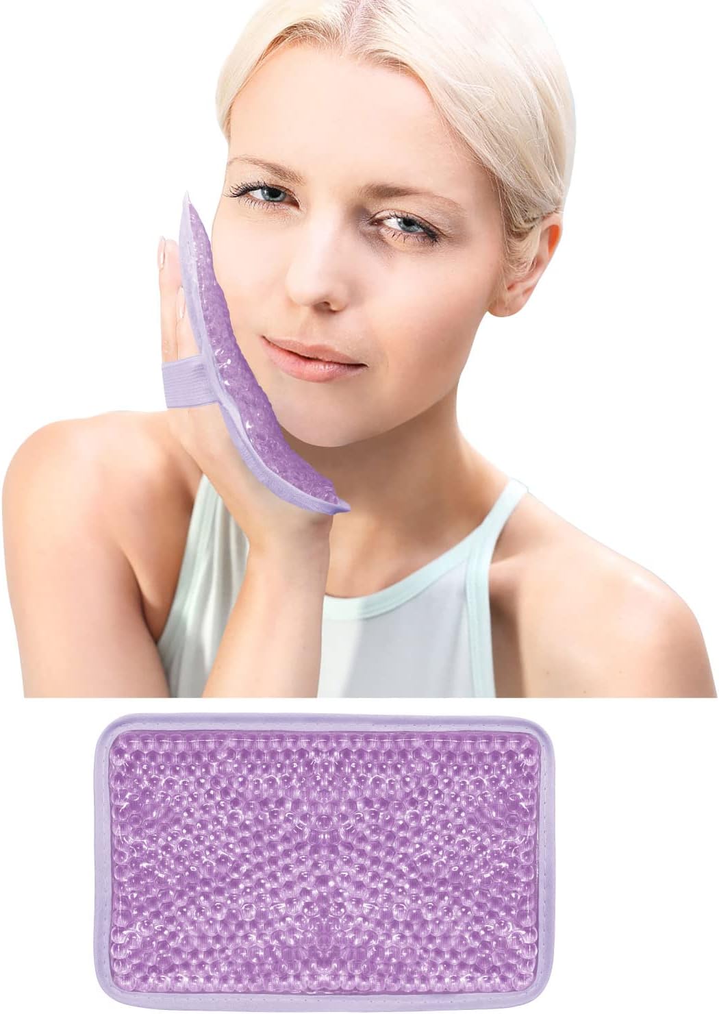 Gel Beads Ice Pack Ice Bag with Strap-1 Pack Reusable Hot & Cold Pack Compress for Knee, Shoulder, Foot, Back, Ankle, Neck, Hip, Elbow, Wisdom Tooth-7.76''x4.93''(Blue)