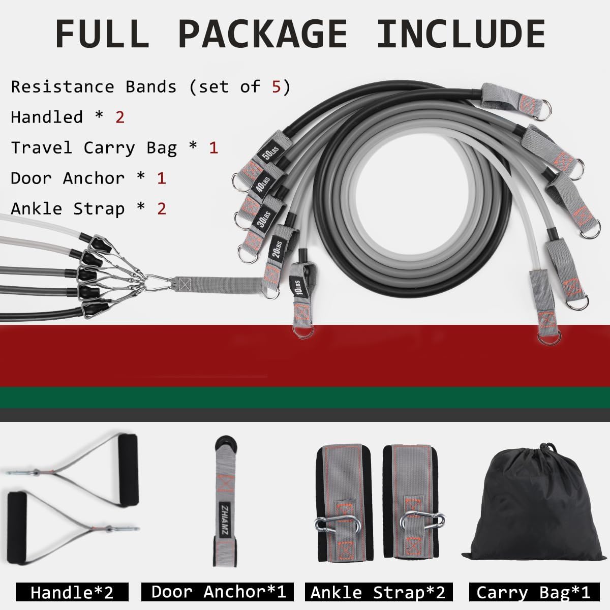 Resistance Bands with Handles, Exercise Bands with Handles, Door Anchor