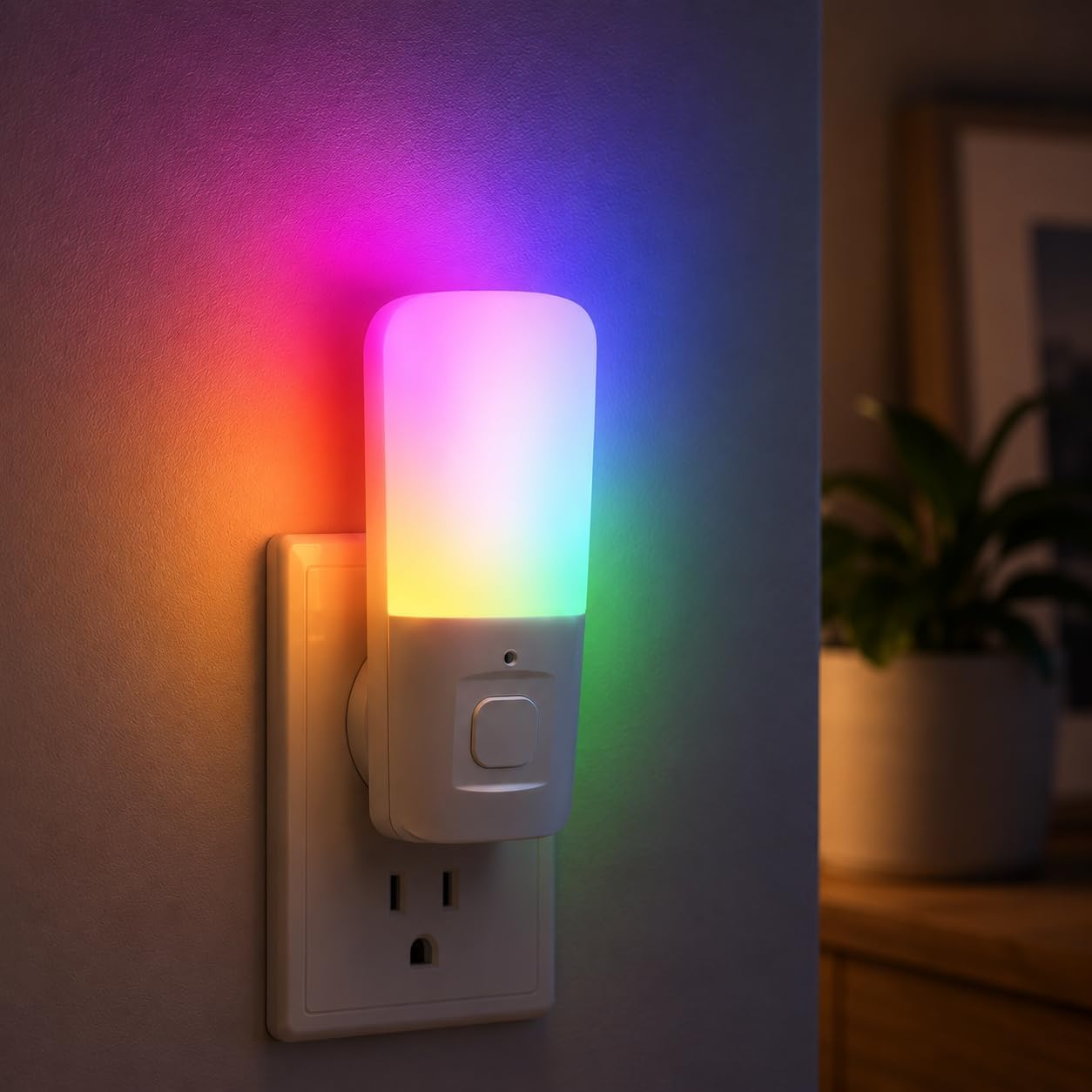 L LOHAS LED Amber Night Light, Dimmable Plug in Yellow Night Light with Dusk to Dawn Sensor, Kids Night Lights for Bedroom, 5-80LM Suit for Nursery, Hallway, Stairway,Bedroom, Bathroom, 2Pack