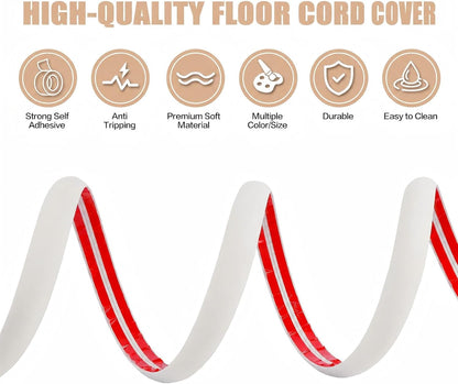 Floor Cord Cover Self Adhesive Cord Hider,10FT Cable Management, Extension Strip Protector for Wires, Prevent Cable Trips for Offices, Gyms, Exhibitions Cavity 0.39"(W) x 0.27"(H) BrownWood