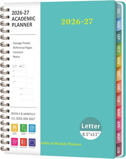 Planner 2026-2027, Weekly and Monthly Calendar Planner, JUL 2026 - JUN 2027 | Academic Year, Daily Agenda Book, A5(6.3'' x 8.5''), Sprial Bound, Inner Pocket, Office School Use
