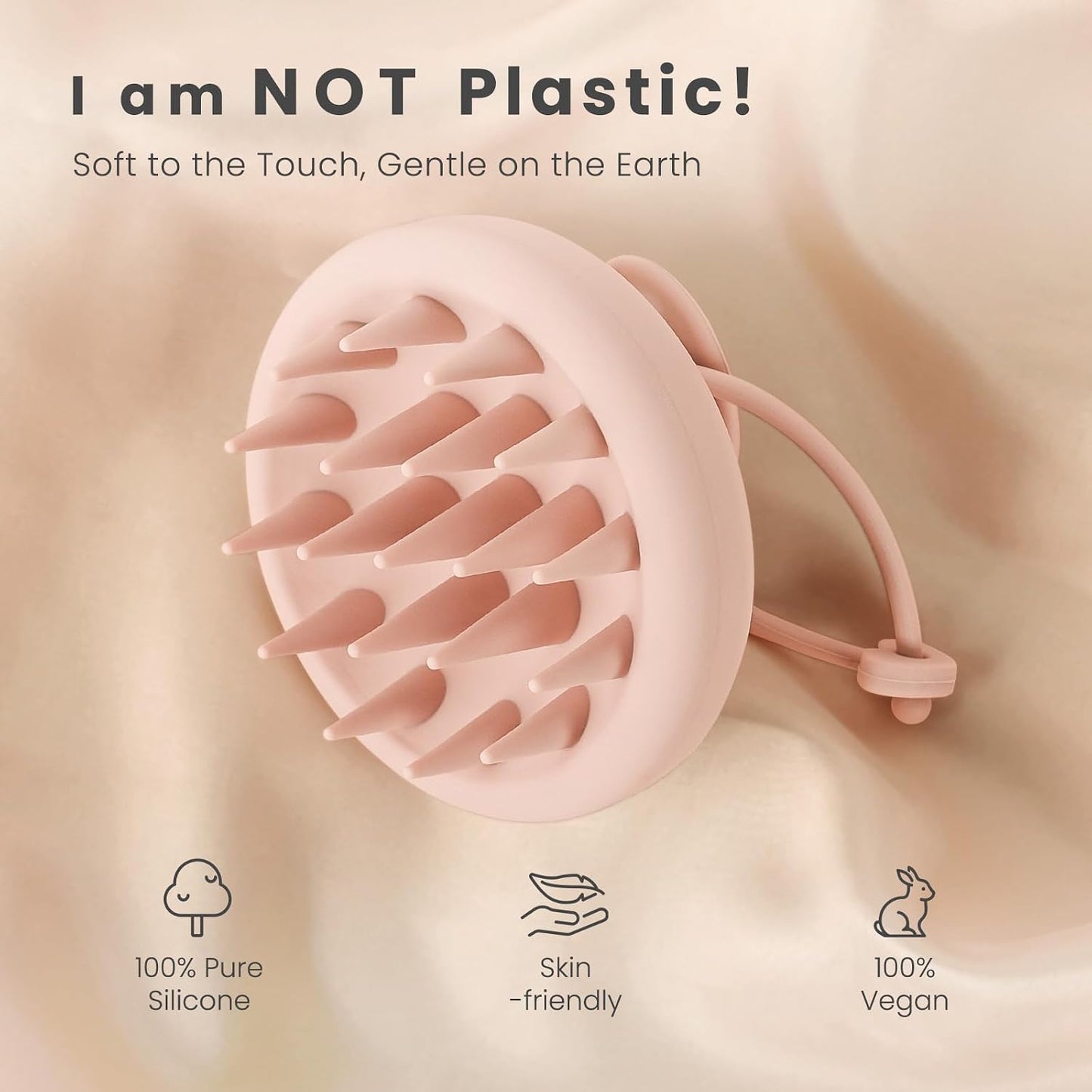 AIMIKE Scalp Massager Shampoo Brush, Soft Silicone Scalp Scrubber, Scalp Brush/Exfoliator for Washing Hair Dandruff, Scalp Massager Hair Growth Stimulator, Wet Dry Scalp Hair Scrubber - Oatmeal