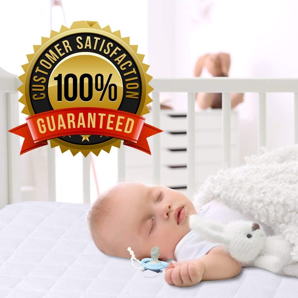 PlushDeluxe Premium Bamboo Mattress Protector – Queen Size, Waterproof, & Ultra Soft Breathable Noiseless Washable Bed Mattress Cover for Comfort & Protection - White